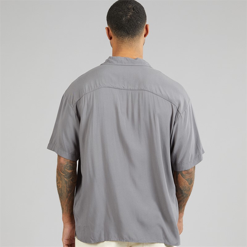 JACK & JONES Mens Jeff Solid Resort Short Sleeve Shirt Castlerock