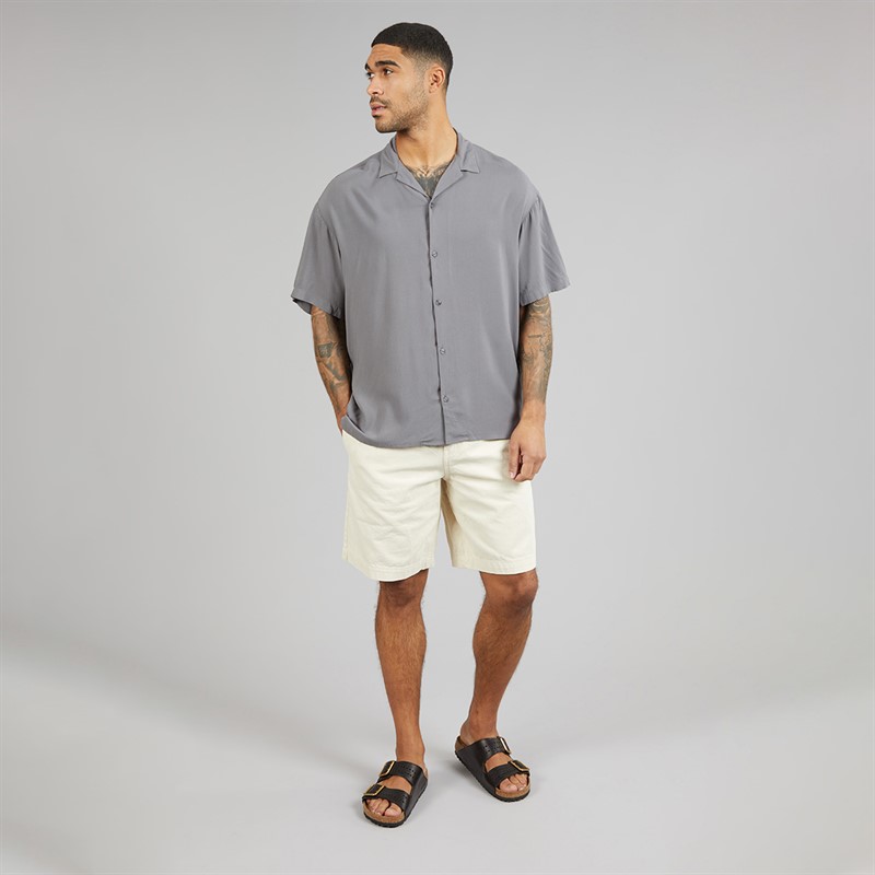 JACK & JONES Mens Jeff Solid Resort Short Sleeve Shirt Castlerock