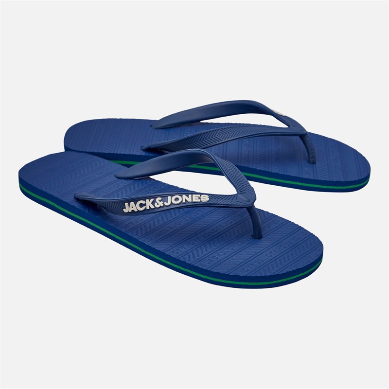 JACK & JONES Mens Basic Flip Flops Blue Quartz