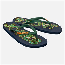 JACK & JONES Mens Palm Print Logo Flip Flops Navy Blazer/Verdant Green