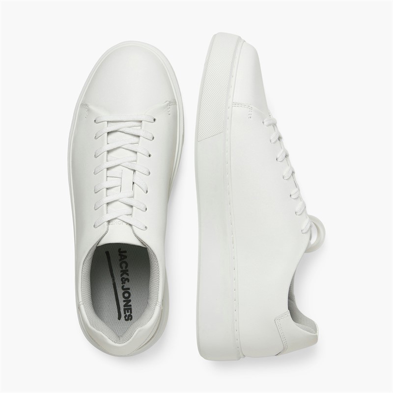 JACK & JONES Mens Stockholm Leather Trainers Bright White