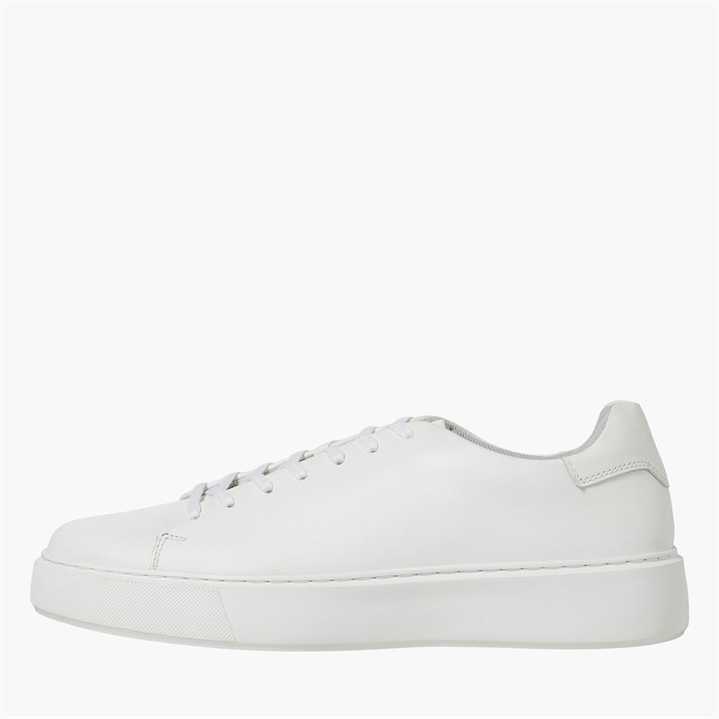 JACK & JONES Mens Stockholm Leather Trainers Bright White