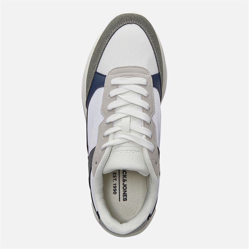 JACK & JONES Mens Aspire PU Runner Trainers White/Grey