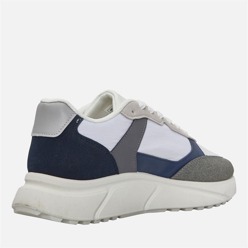 JACK & JONES Mens Aspire PU Runner Trainers White/Grey