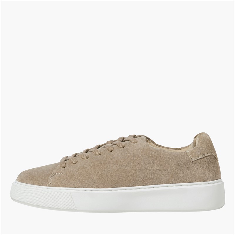 JACK & JONES Mens Stockholm Leather Trainers Plaza Taupe