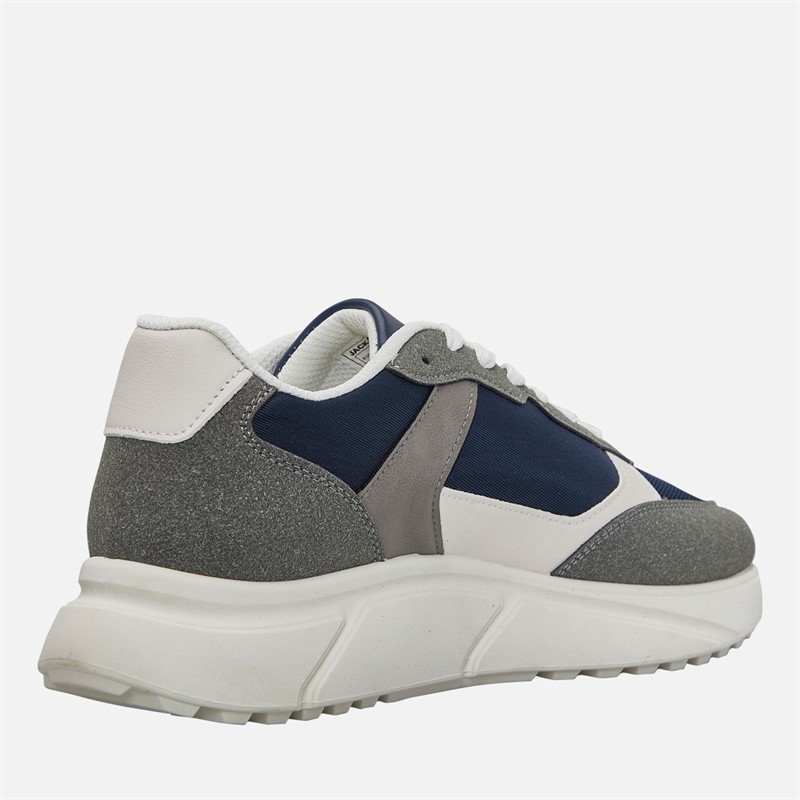 JACK & JONES Mens Aspire PU Runner Trainers Navy/Grey