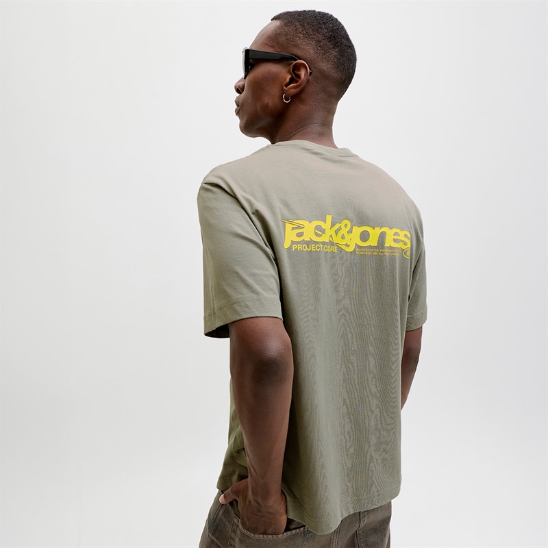 JACK & JONES Mens Union Back Print T-Shirt Shadow