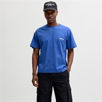 JACK & JONES Mens Union Back Print T-Shirt Beaucoup Blue