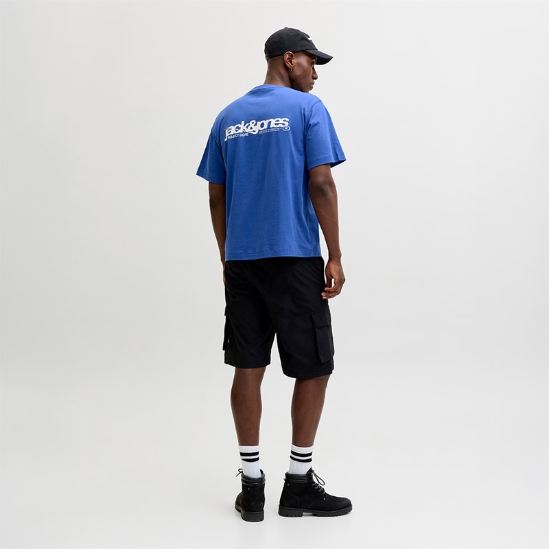 JACK & JONES Mens Union Back Print T-Shirt Beaucoup Blue