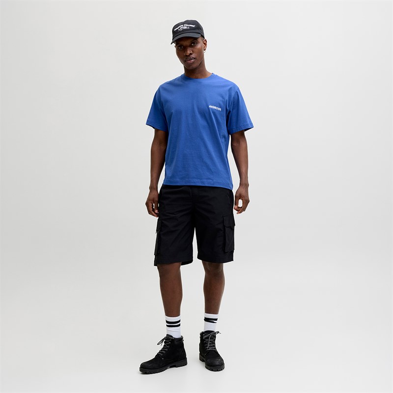 JACK & JONES Mens Union Back Print T-Shirt Beaucoup Blue