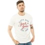 JACK AND JONES Męskie Art Felt Logo T-Shirt Ecru