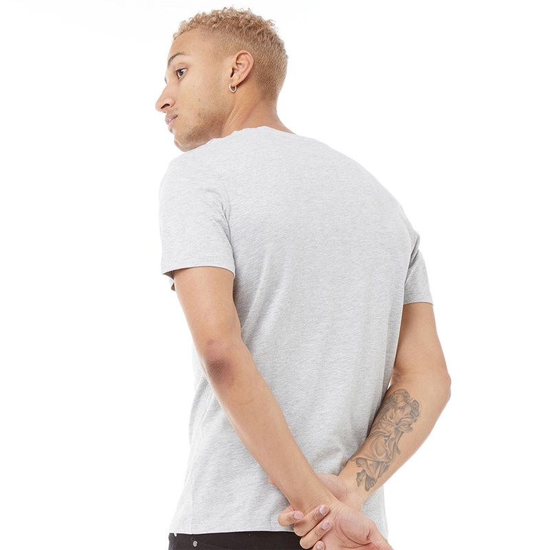 JACK AND JONES Mens Corp Big Scale T-Shirt Light Grey Marl/Tap Shoe