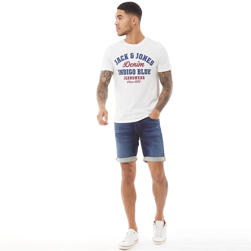 JACK AND JONES Herren Rick Con Denim Shorts Dunkelblau