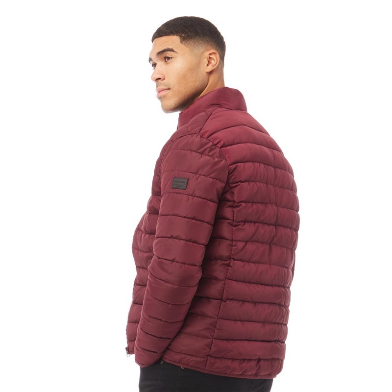 JACK AND JONES Herren Wing Stand Collar Puffajacke Burgunderrot
