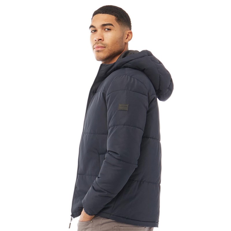 JACK AND JONES Mens Knight Stand Collar Puffer Jacket Navy Blazer