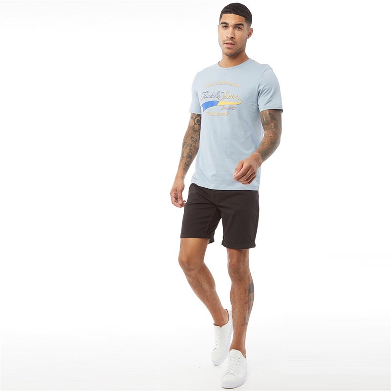 JACK AND JONES Mens Barney Crew Neck T-Shirt Ashley Blue