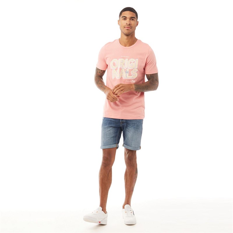 JACK AND JONES Mens Venice Beach Organic Crew Neck T-Shirt Rosette