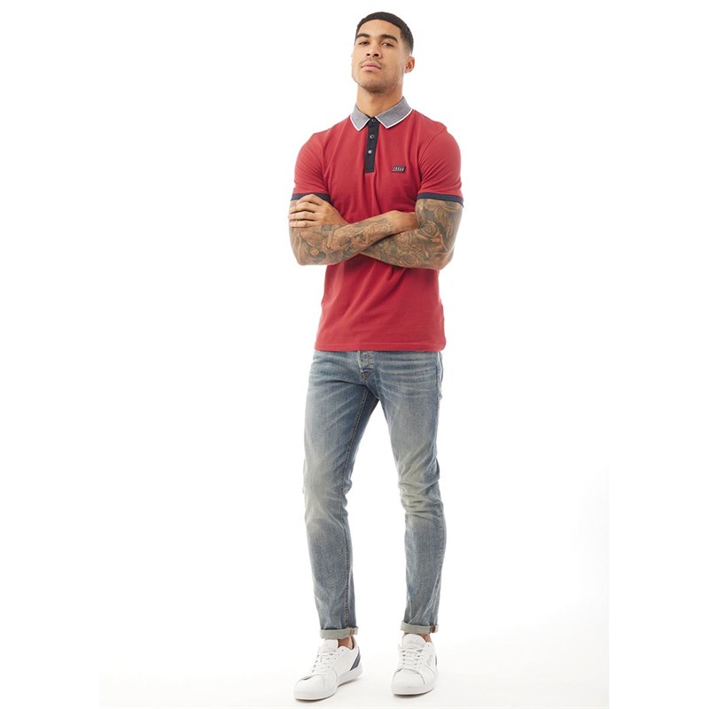 JACK AND JONES Mens Charming Polo Chinese Red