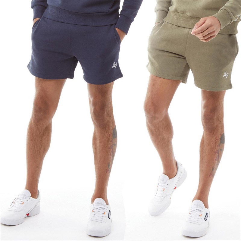 JACK AND JONES Mens Joe Two Pack Shorts Navy/Khaki