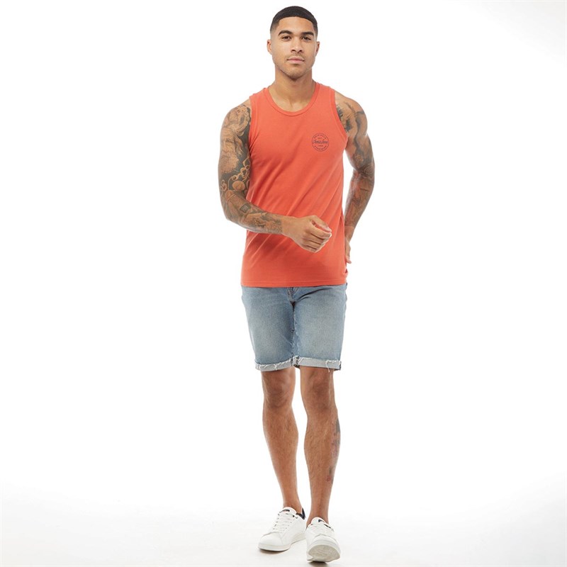 JACK AND JONES Mens Langmore Tank Top Chili