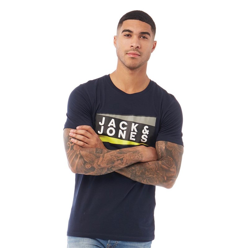 JACK AND JONES Mens Shaun Crew Neck T-Shirt Sky Captain