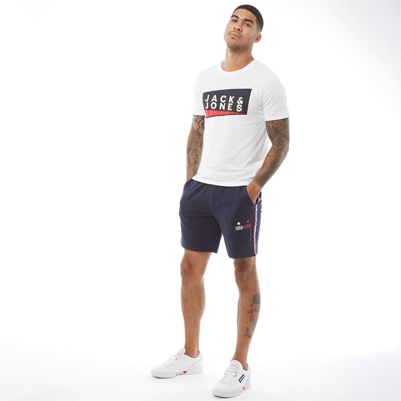 JACK AND JONES Mens Shaun Crew Neck T-Shirt White