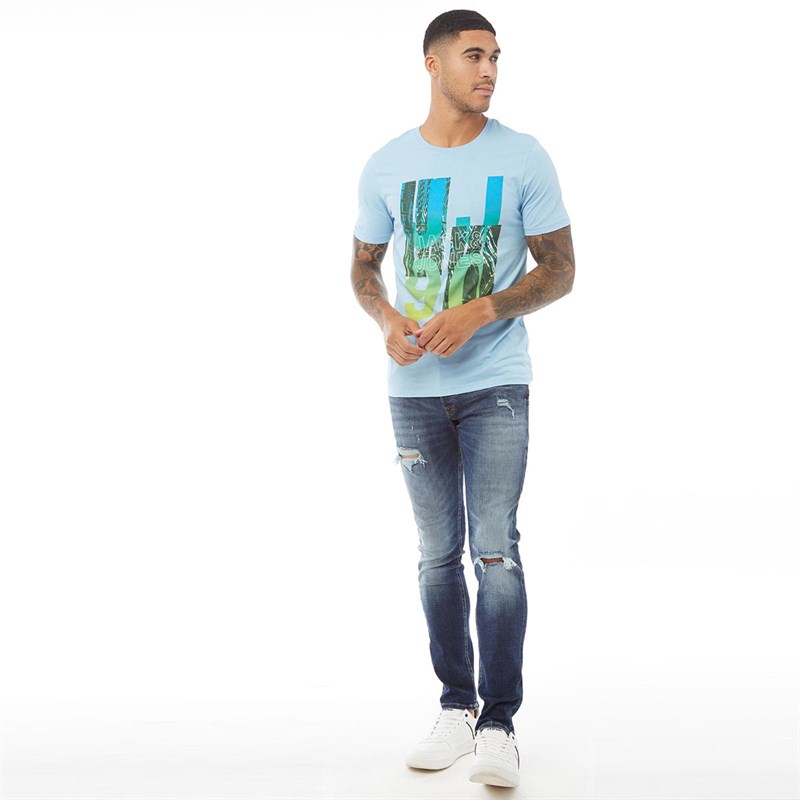 JACK AND JONES Herren Orbi T-Shirt Himmelblau