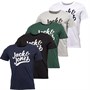 JACK AND JONES Mens Basic Print Crew Neck T-Shirts Five Pack White