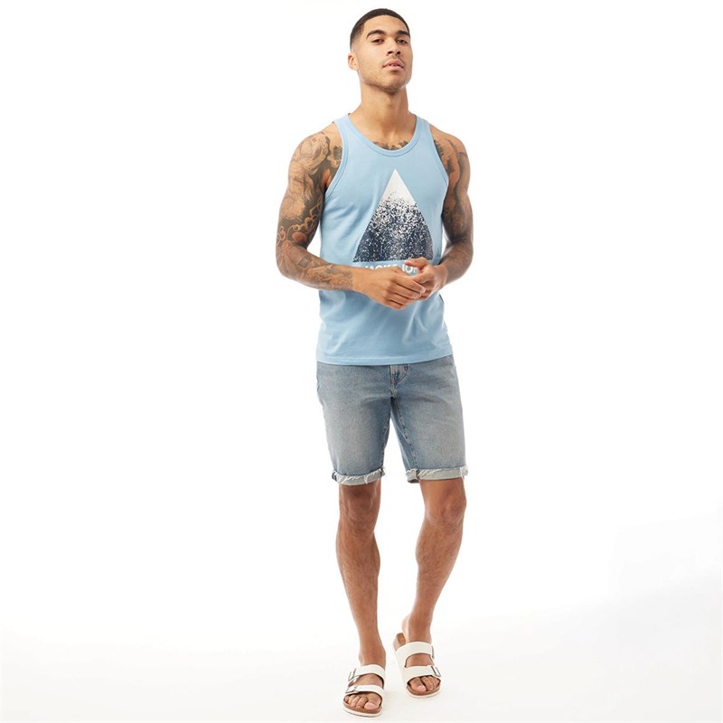 JACK AND JONES Mens Splatter Tank Top Dusk Blue