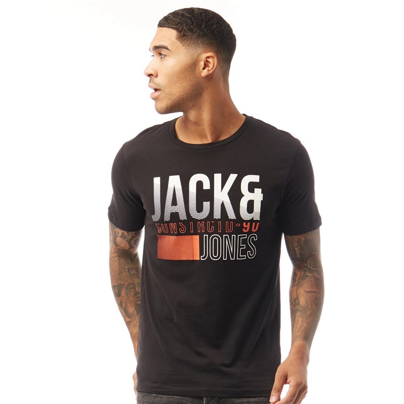 JACK AND JONES Męskie Koral T-Shirt Czarny