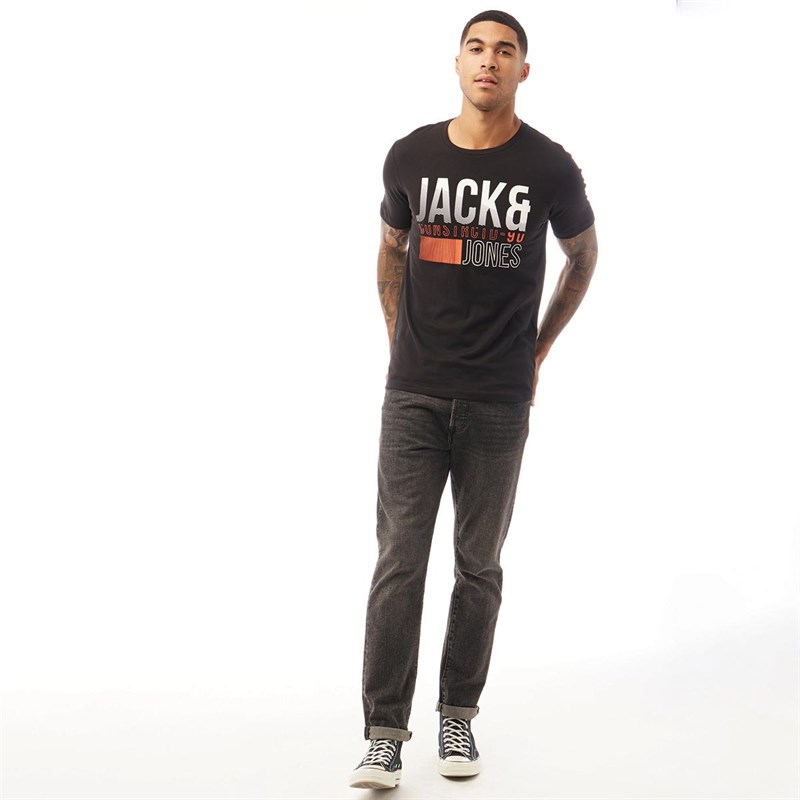 JACK AND JONES Męskie Koral T-Shirt Czarny