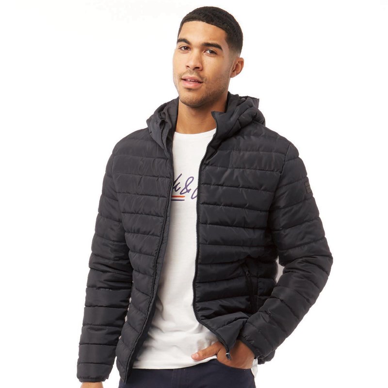 Jack & Jones Originals puffer jacket with hood in black