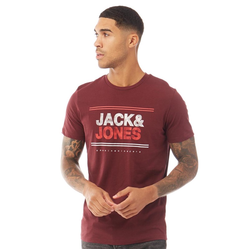 JACK AND JONES Herrer Star T-Shirt Bordeaux