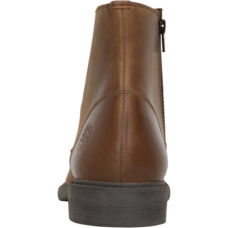 JACK AND JONES Mens Walt Leather Boots Brown