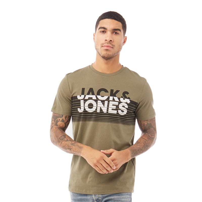 JACK AND JONES Mens Brixi T-Shirt Dusty Olive