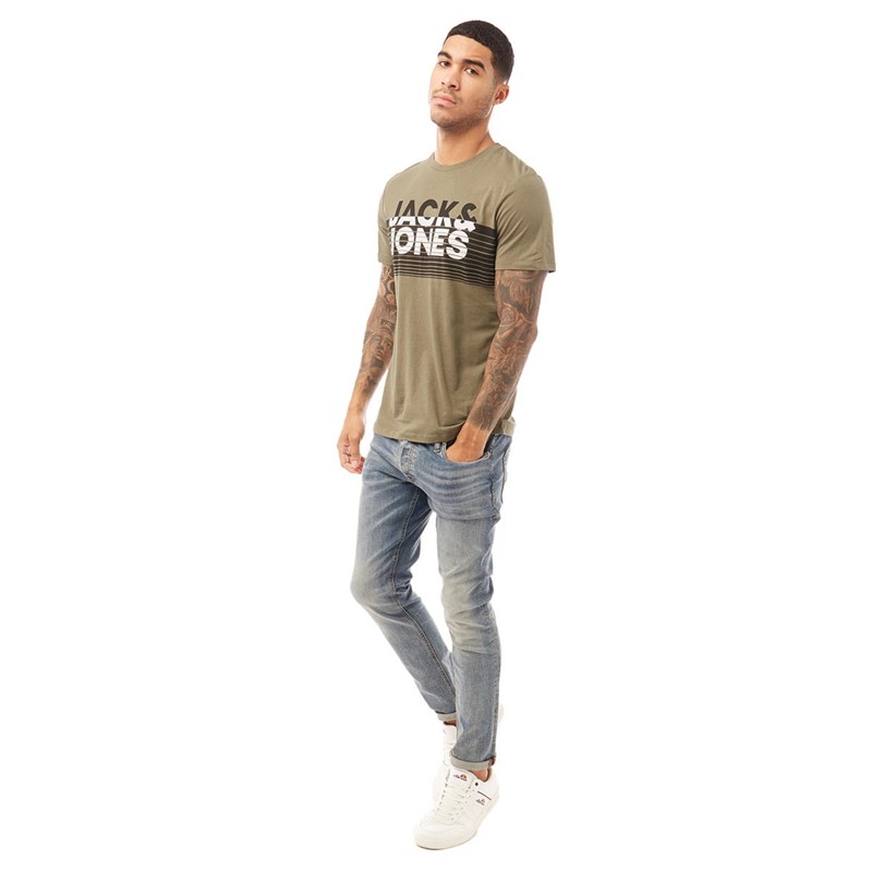 JACK AND JONES Mens Brixi T-Shirt Dusty Olive