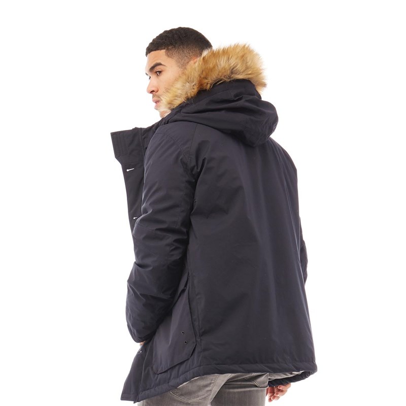 JACK AND JONES Mens Jack Fur Parka Navy Blazer
