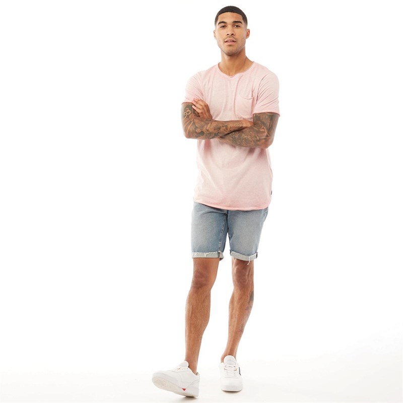 JACK AND JONES Mens Kris Bas Crew Neck T-Shirt Rosette