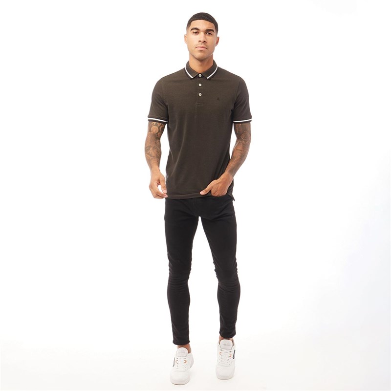 JACK AND JONES Mens Paulos Short Sleeve Polo Forest Night
