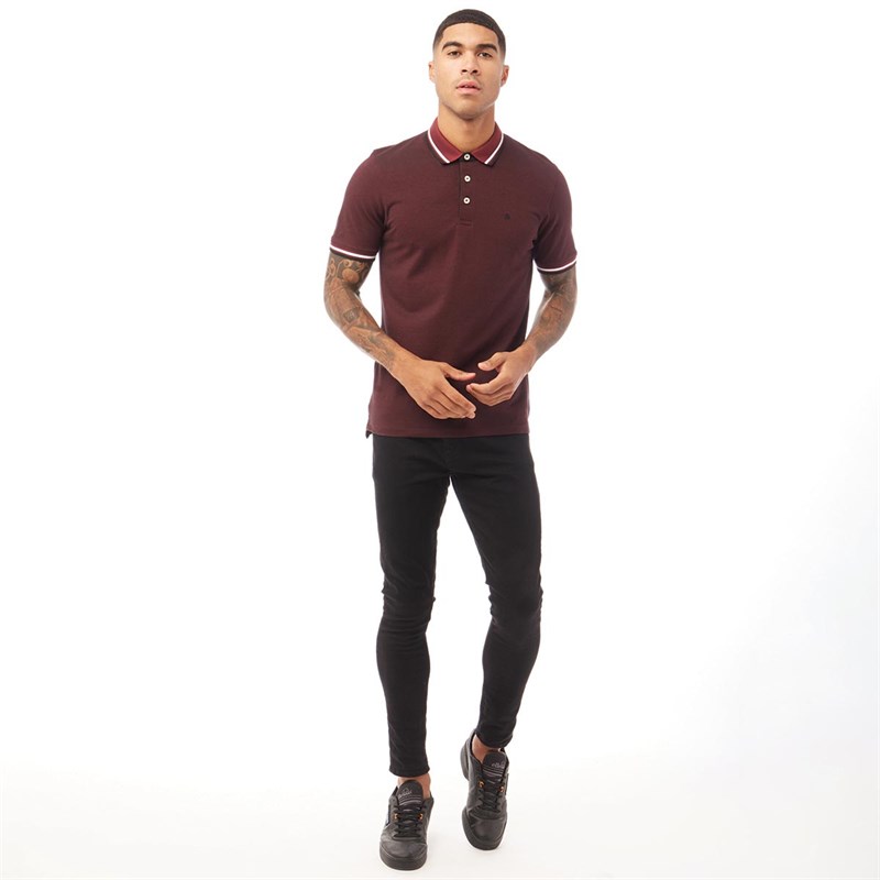 JACK AND JONES Heren Paulos Polo Bordeauxrood
