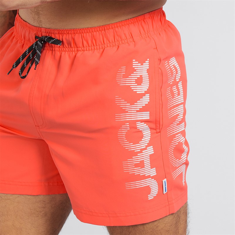 JACK AND JONES Mens Aruba Jones SwimShorts Hot Coral