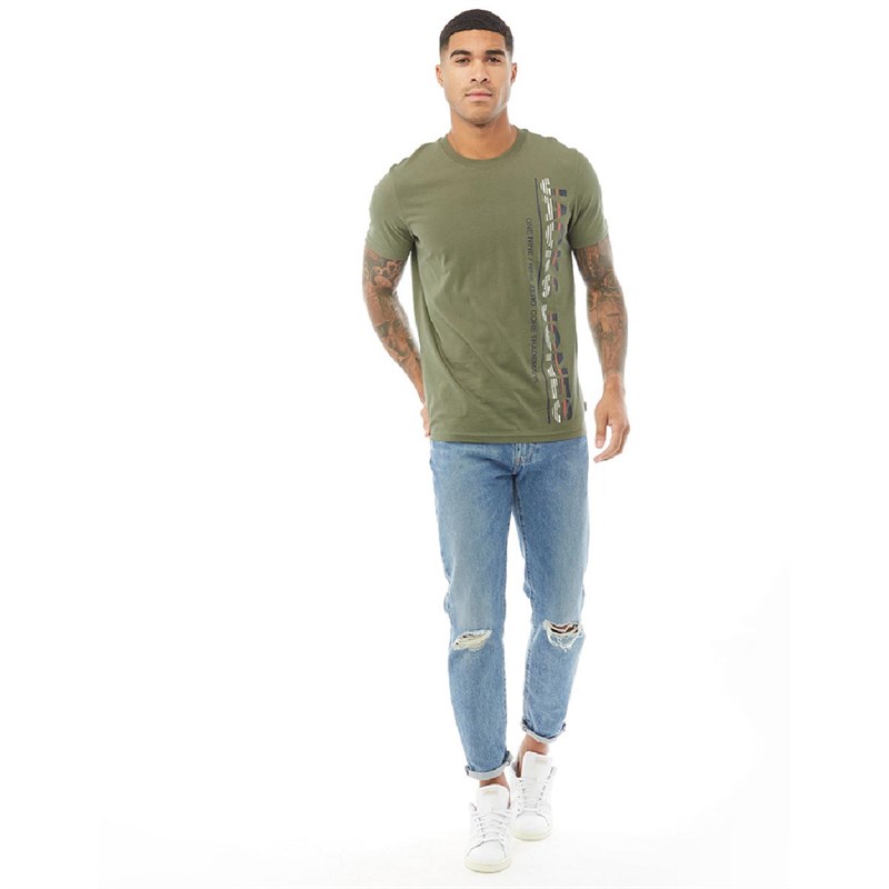 JACK AND JONES Heren Structure T-Shirt Olijfgroen