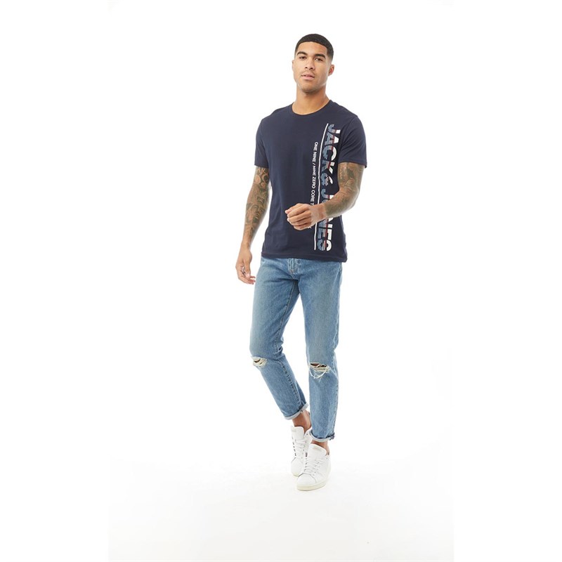JACK AND JONES Mens Structure T-Shirt Sky Captain