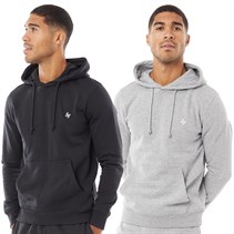 JACK AND JONES Mens Joseph Two Pack Sweat Hoodies Black/Light Grey Marl