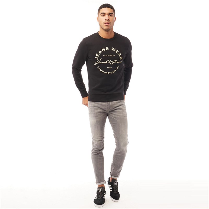 Buy JACK AND JONES Mens Hero Crew Neck Sweatshirt Black