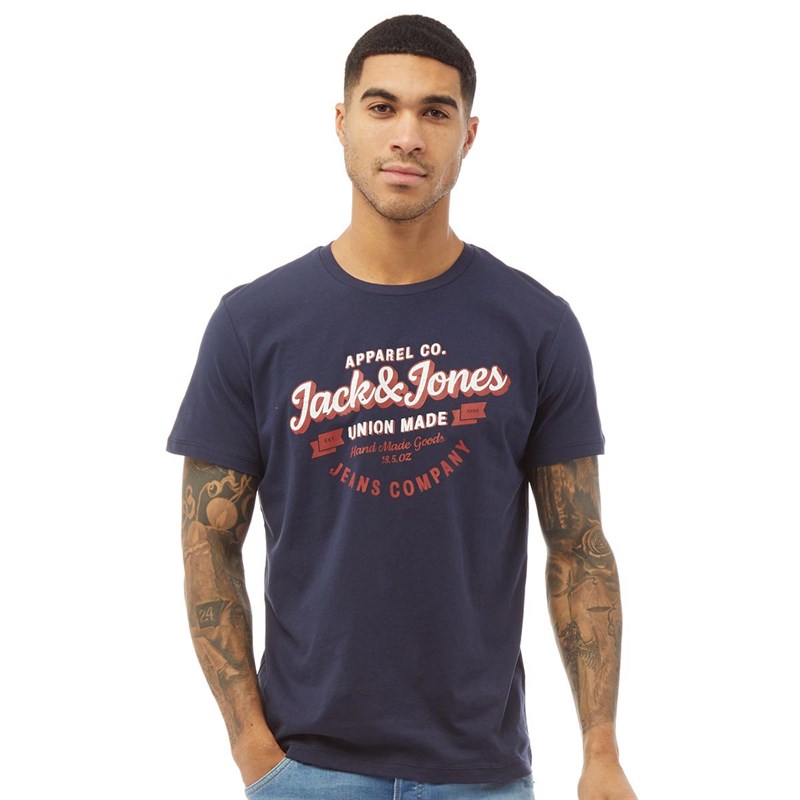 JACK AND JONES Mens Denim Logo T-Shirt Navy Blazer