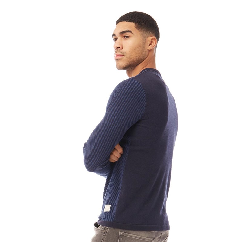 JACK AND JONES Herrer Ben Strik Med Rund Hals Marineblå