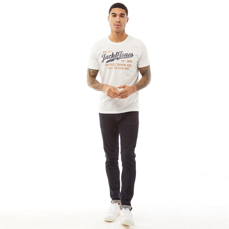 JACK AND JONES Męskie Blubilly Autumn T-Shirt Biały