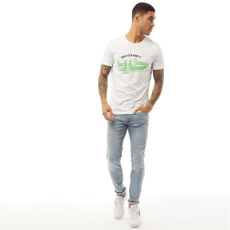 JACK AND JONES Mens Gecko Crew Neck T-Shirt White
