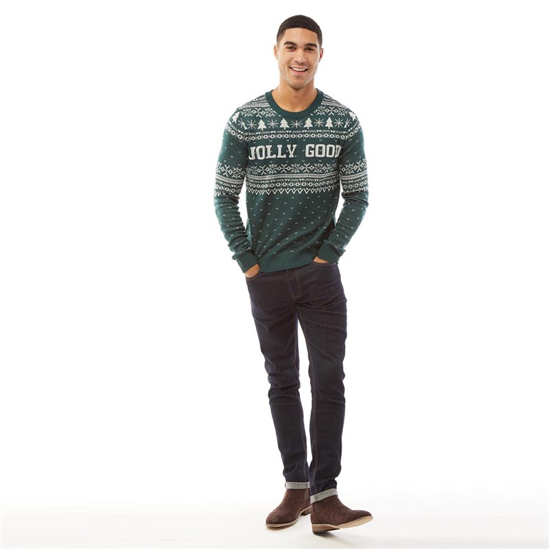 Buy Jack And Jones Mens Jorfeast Crew Neck Knit Sea Moss